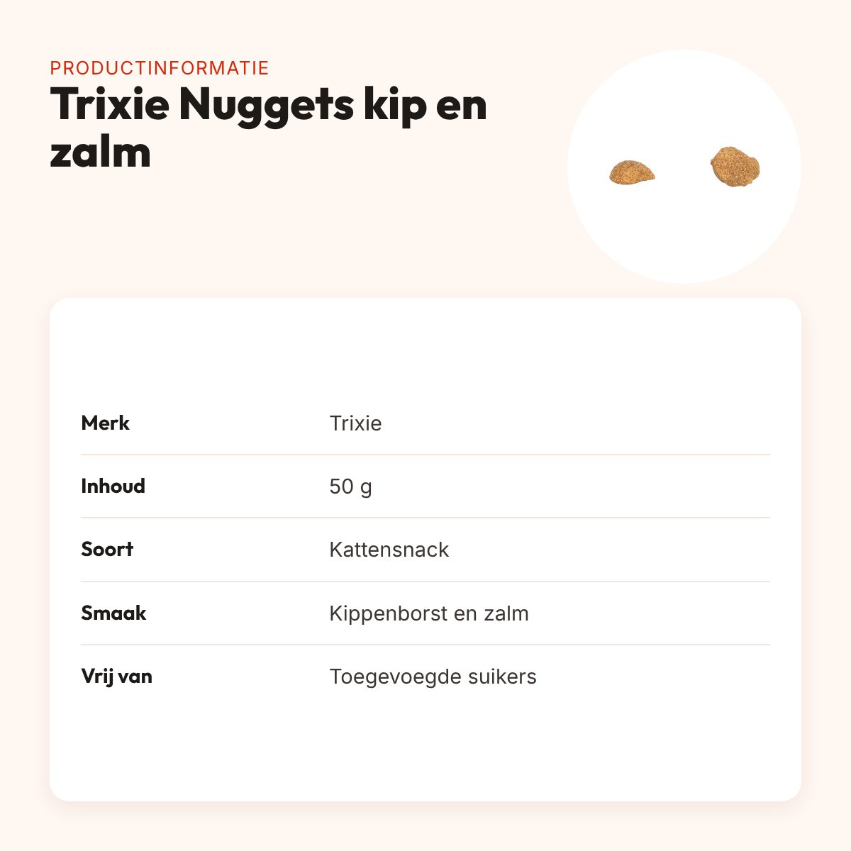 Trixie Nuggets kattensnack kippenborst en zalm 50 g – productinformatie