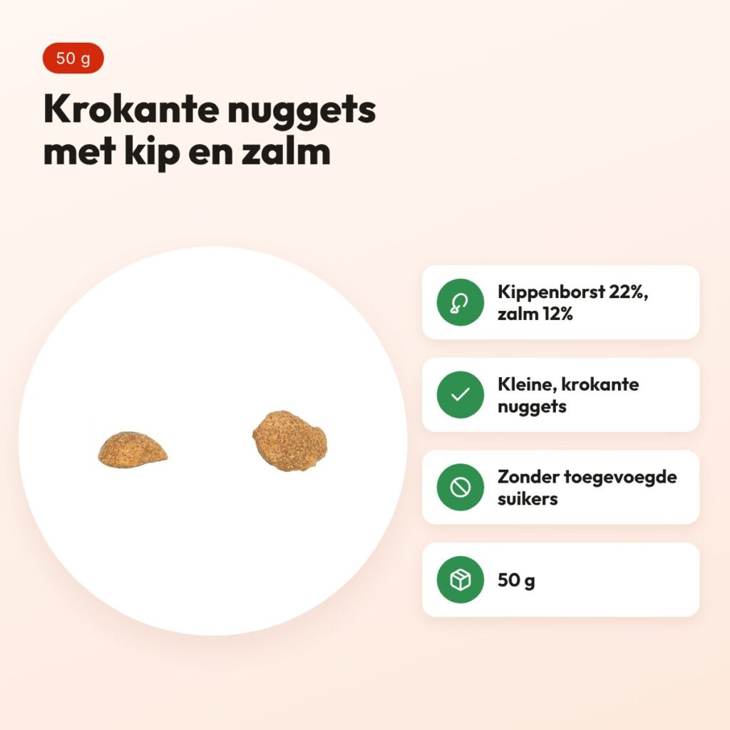 Trixie Nuggets kattensnack kippenborst en zalm 50 g – voordelen