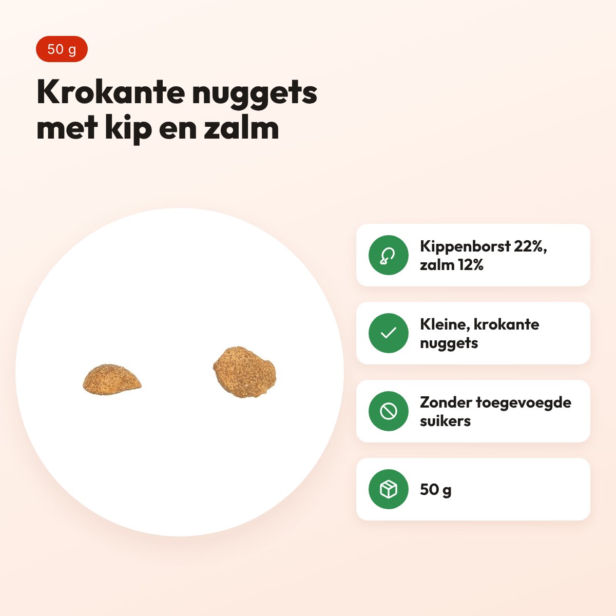 Trixie Nuggets kattensnack kippenborst en zalm 50 g – voordelen