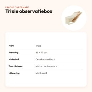 Trixie observatiebox 36 x 17 cm – onbehandeld hout, voor muizen en hamsters – productinformatie