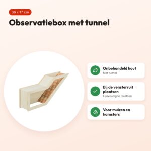 Trixie observatiebox 36 x 17 cm – onbehandeld hout, voor muizen en hamsters – voordelen