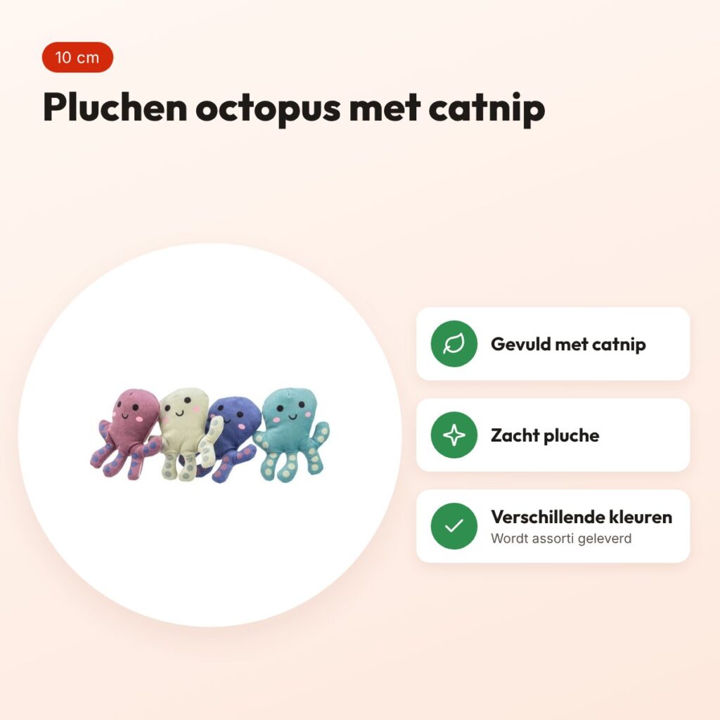 Trixie octopus van pluche met catnip 10 cm – assorti – voordelen