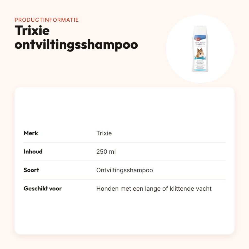Trixie ontviltingsshampoo hond 250 ml – lange of klittende vacht – productinformatie