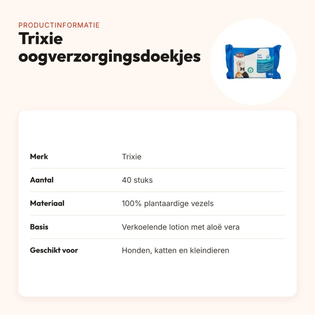 Trixie oogverzorgingsdoekjes 40 stuks – plantaardige vezels, aloë vera – productinformatie