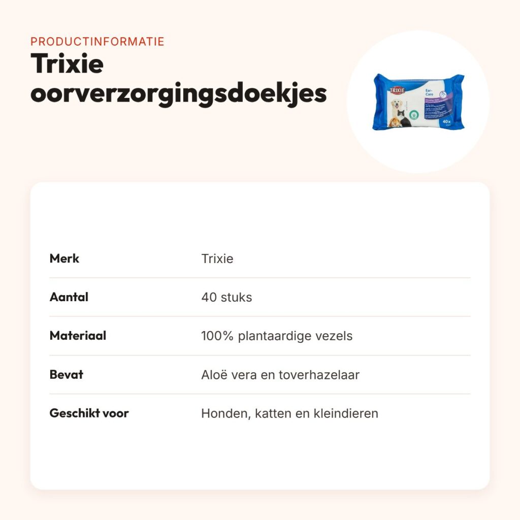 Trixie oorverzorgingsdoekjes 40 stuks – aloë vera en toverhazelaar – productinformatie