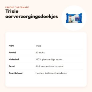 Trixie oorverzorgingsdoekjes 40 stuks – aloë vera en toverhazelaar – productinformatie
