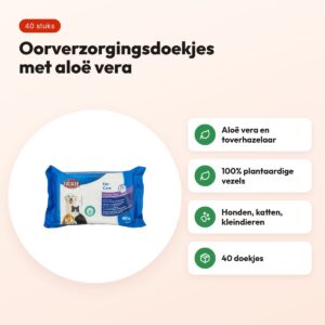 Trixie oorverzorgingsdoekjes 40 stuks – aloë vera en toverhazelaar – voordelen