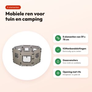 Trixie opvouwbare hondenren 8 elementen grijs/zwart 59 x 78 cm – voordelen