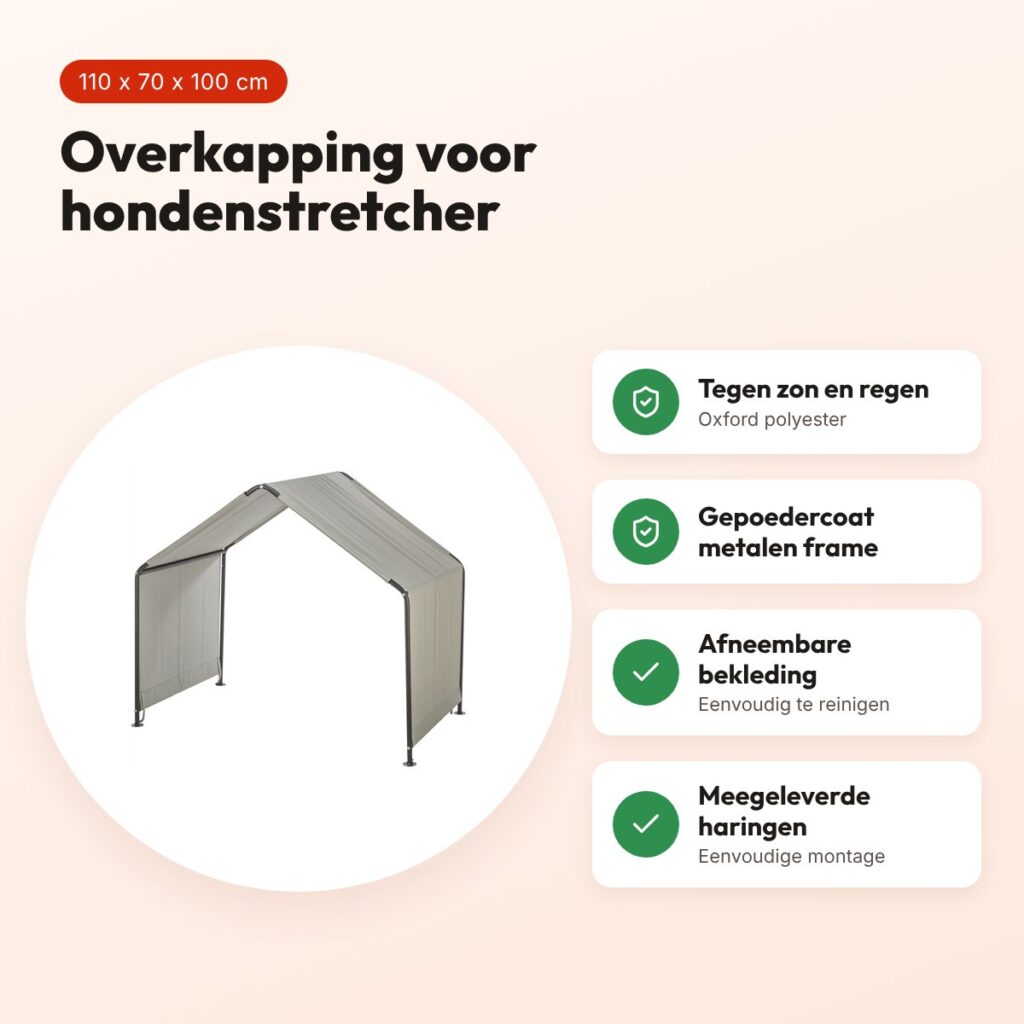 Trixie overkapping voor hondenstretcher beige/zwart 110 x 70 x 100 cm – voordelen