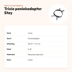 Trixie paniekadapter Stay voor tuigen zwart S-M 38-57 cm – productinformatie