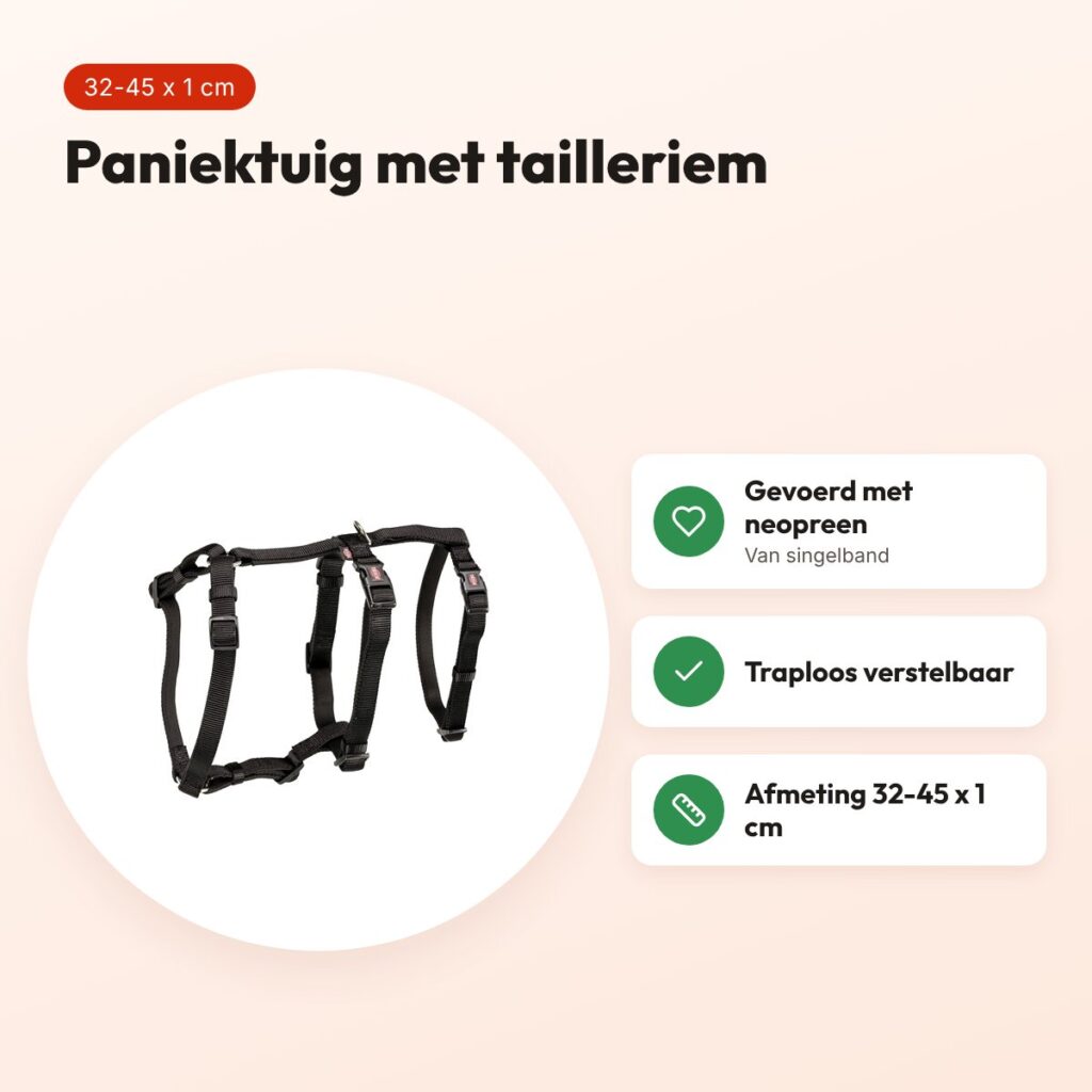 Trixie paniektuig Stay zwart 32-45 cm – neopreen, verstelbaar – voordelen