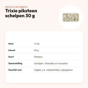 Trixie piksteen met schelpen, mineralen en mosselen 30 g – voor vogels – productinformatie