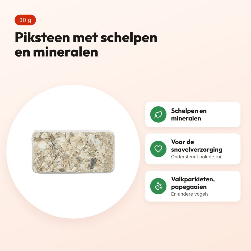 Trixie piksteen met schelpen, mineralen en mosselen 30 g – voor vogels – voordelen