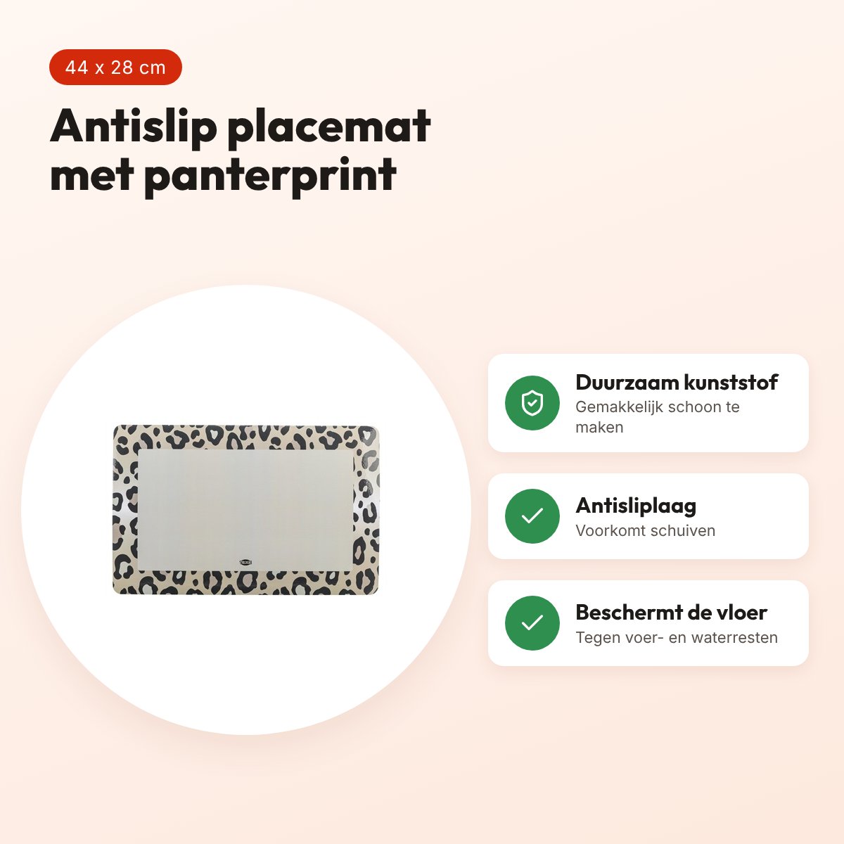 Trixie placemat Leo panterprint assorti 44 x 28 cm – antislip – voordelen