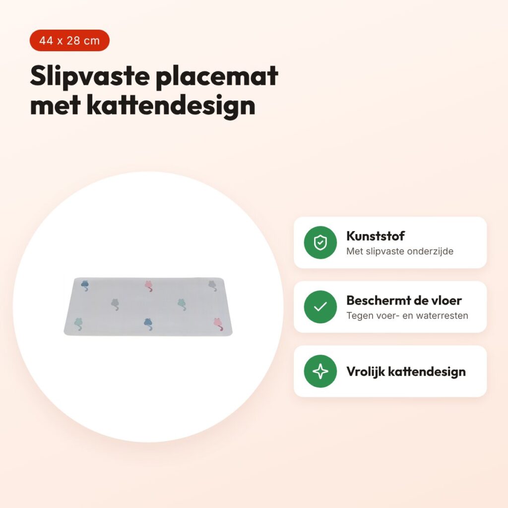 Trixie placemat Lilly kat grijs 44 x 28 cm – slipvast – voordelen