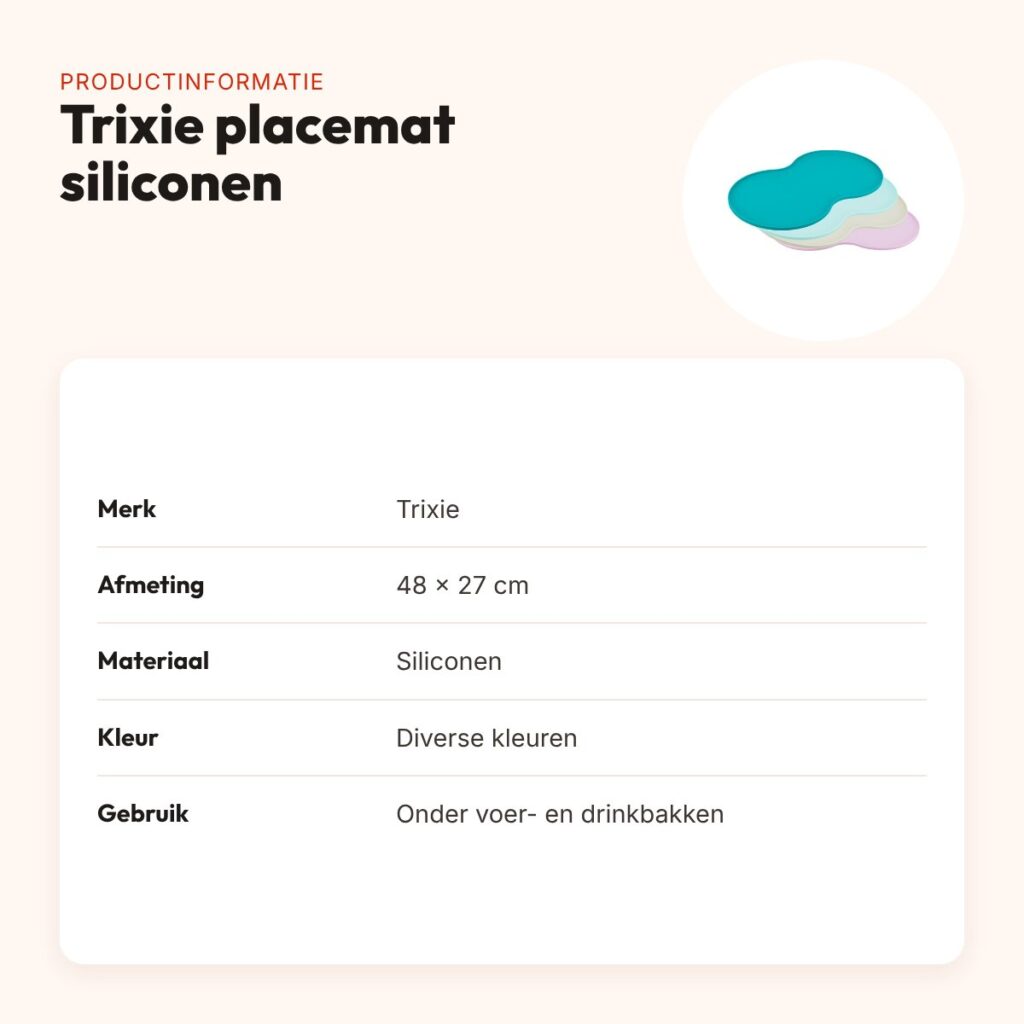Trixie placemat siliconen assorti 48 x 27 cm – slipvast, met opstaande rand – productinformatie