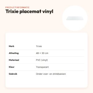 Trixie placemat vinyl transparant 48 x 30 cm – PVC, voor onder voerbakken – productinformatie