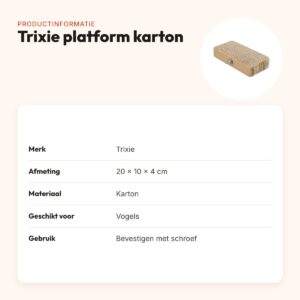 Trixie platform karton 20 x 10 x 4 cm – met schroefbevestiging, vogels – productinformatie