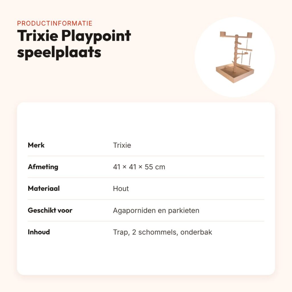 Trixie Playpoint speelplaats hout 41 x 41 x 55 cm – agapornis en parkiet – productinformatie