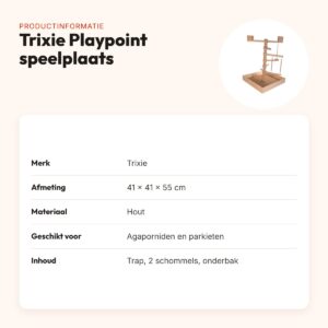 Trixie Playpoint speelplaats hout 41 x 41 x 55 cm – agapornis en parkiet – productinformatie