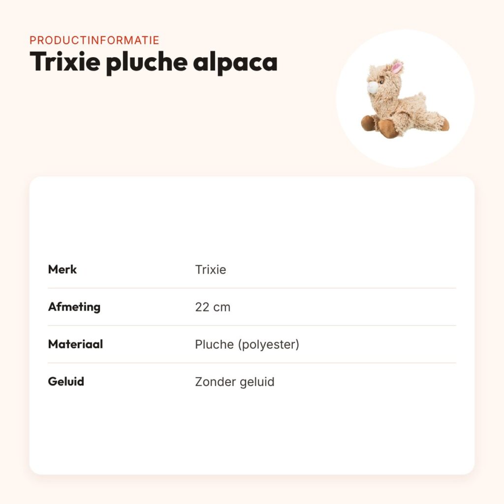 Trixie pluche alpaca 22 cm – hondenknuffel zonder geluid – productinformatie