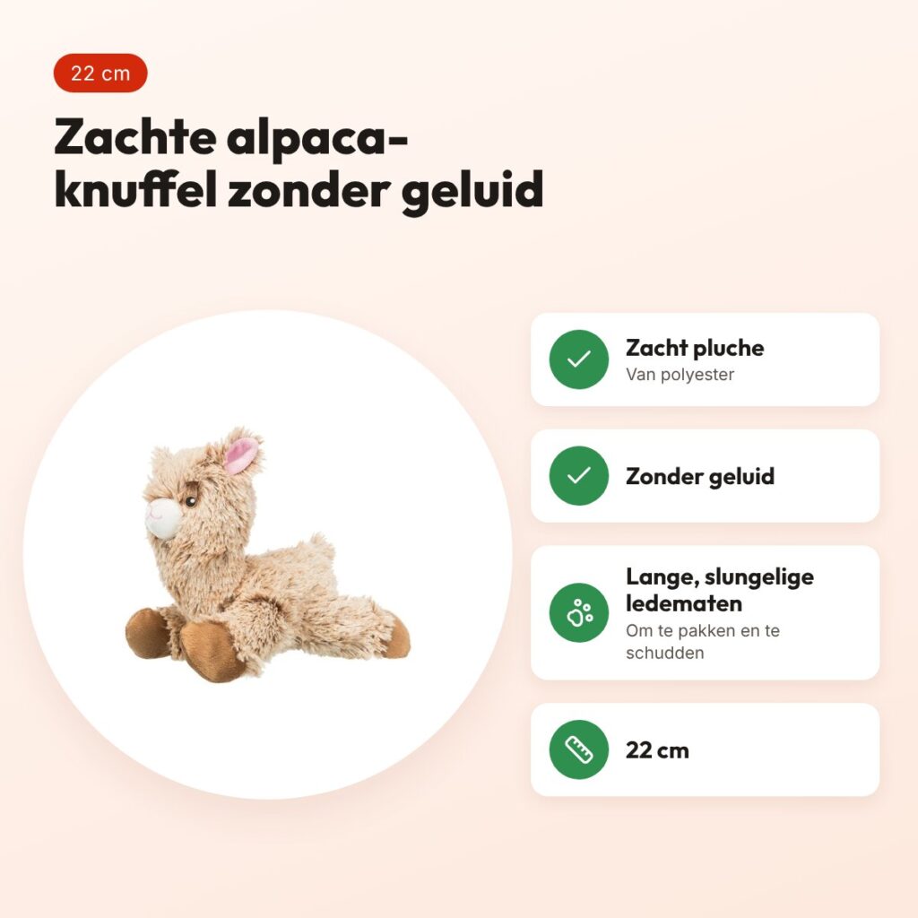 Trixie pluche alpaca 22 cm – hondenknuffel zonder geluid – voordelen