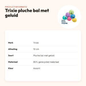 Trixie pluche bal met geluid 10 cm – gerecycled, assorti – productinformatie