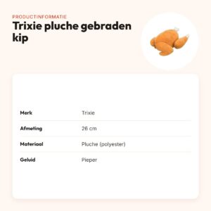 Trixie pluche gebraden kip 26 cm – hondenspeelgoed met pieper – productinformatie