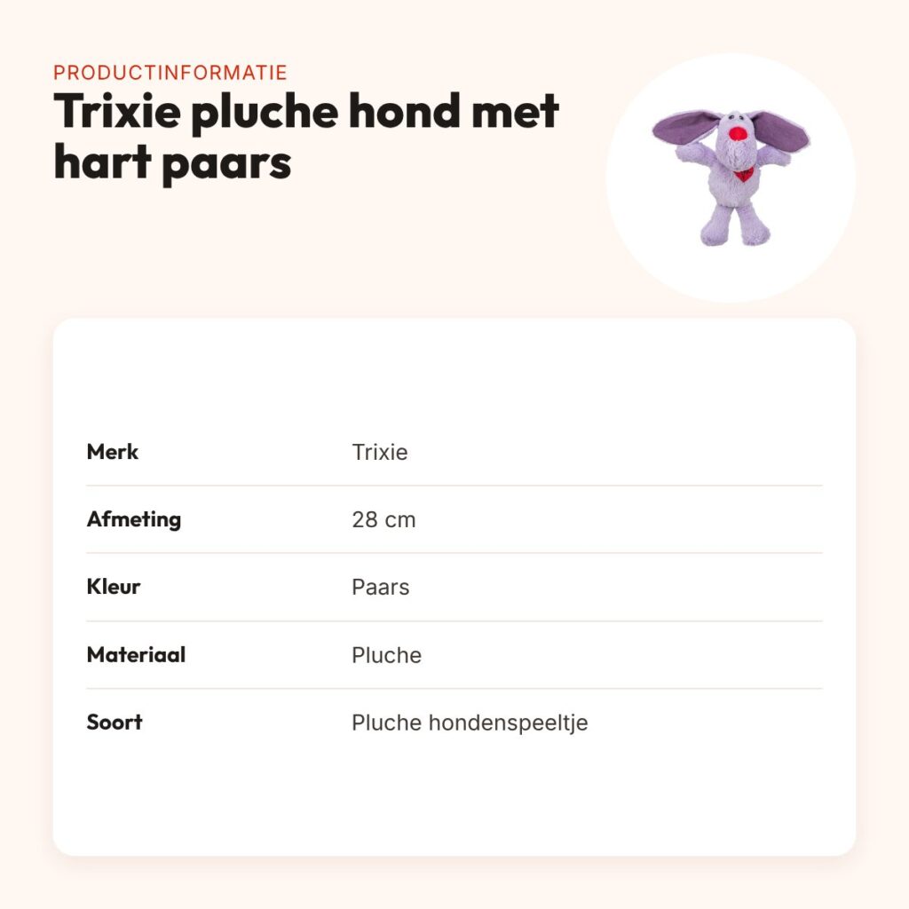 Trixie pluche hondenspeeltje hond met hart paars 28 cm – productinformatie
