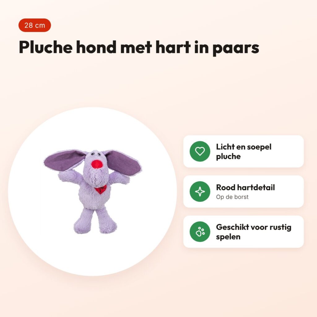 Trixie pluche hondenspeeltje hond met hart paars 28 cm – voordelen