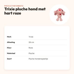 Trixie pluche hondenspeeltje hond met hart roze 28 cm – productinformatie
