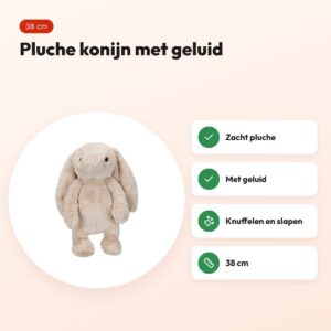Trixie pluche konijn 38 cm – hondenknuffel met geluid – voordelen