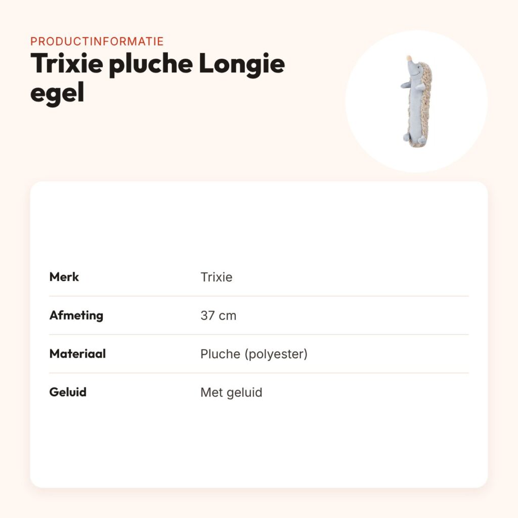Trixie pluche Longie egel 37 cm – hondenspeelgoed met geluid – productinformatie
