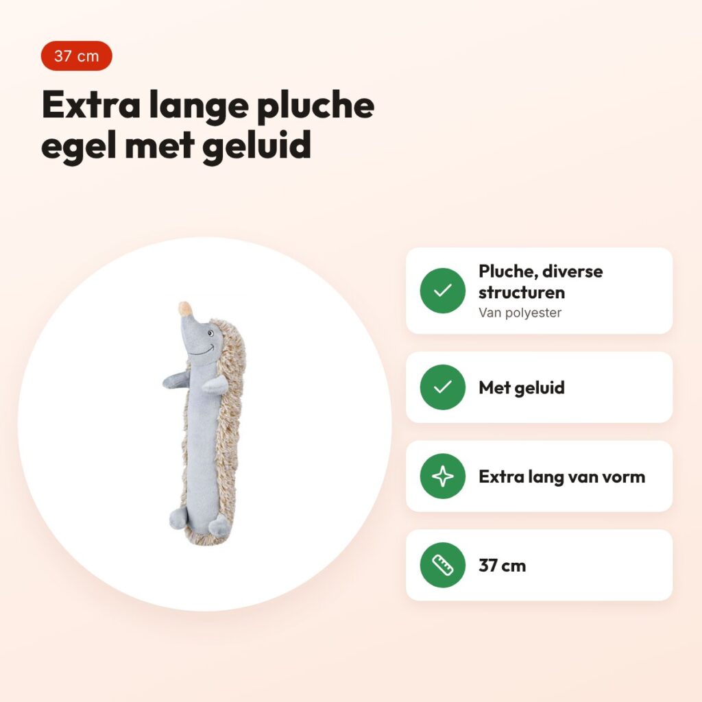 Trixie pluche Longie egel 37 cm – hondenspeelgoed met geluid – voordelen