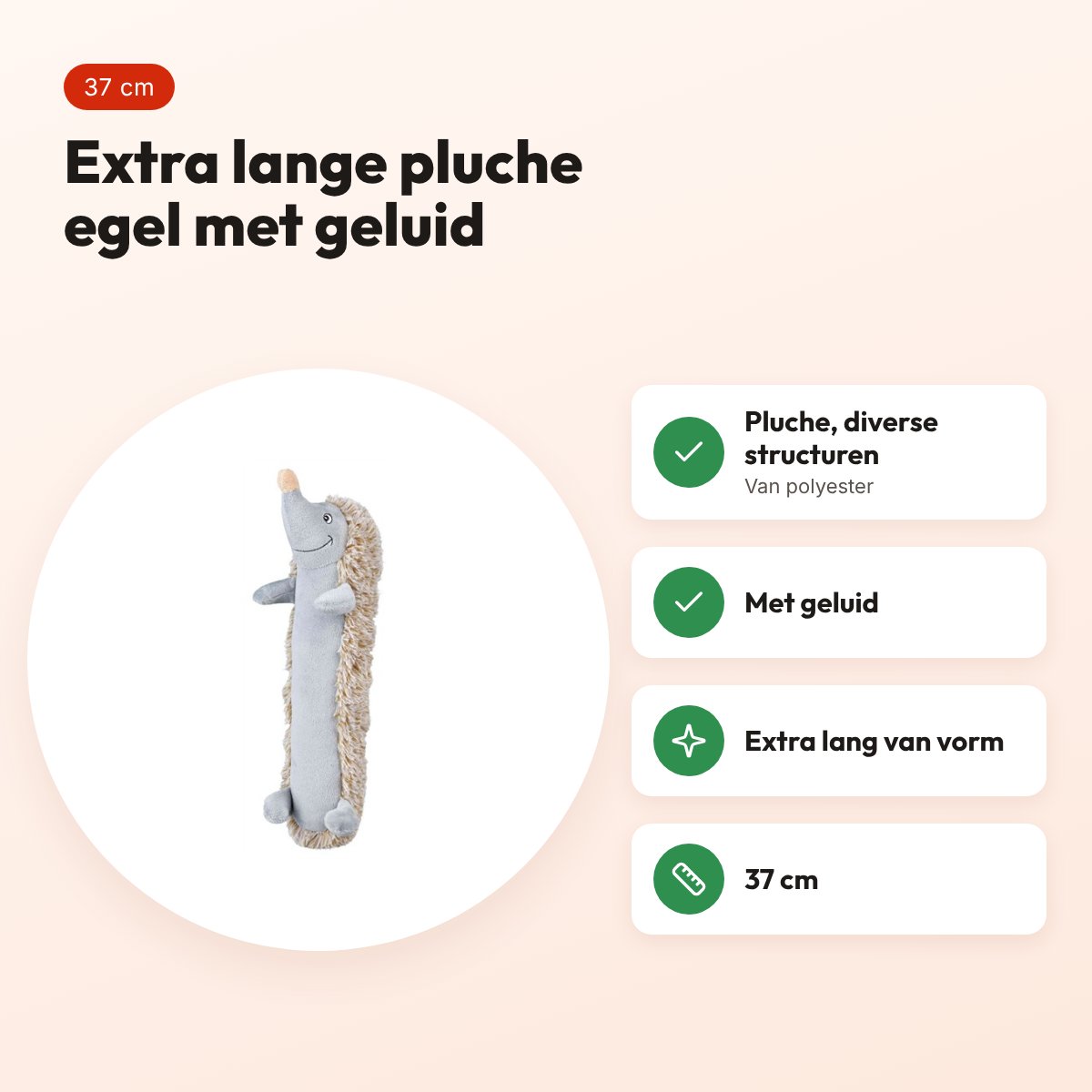 Trixie pluche Longie egel 37 cm – hondenspeelgoed met geluid – voordelen