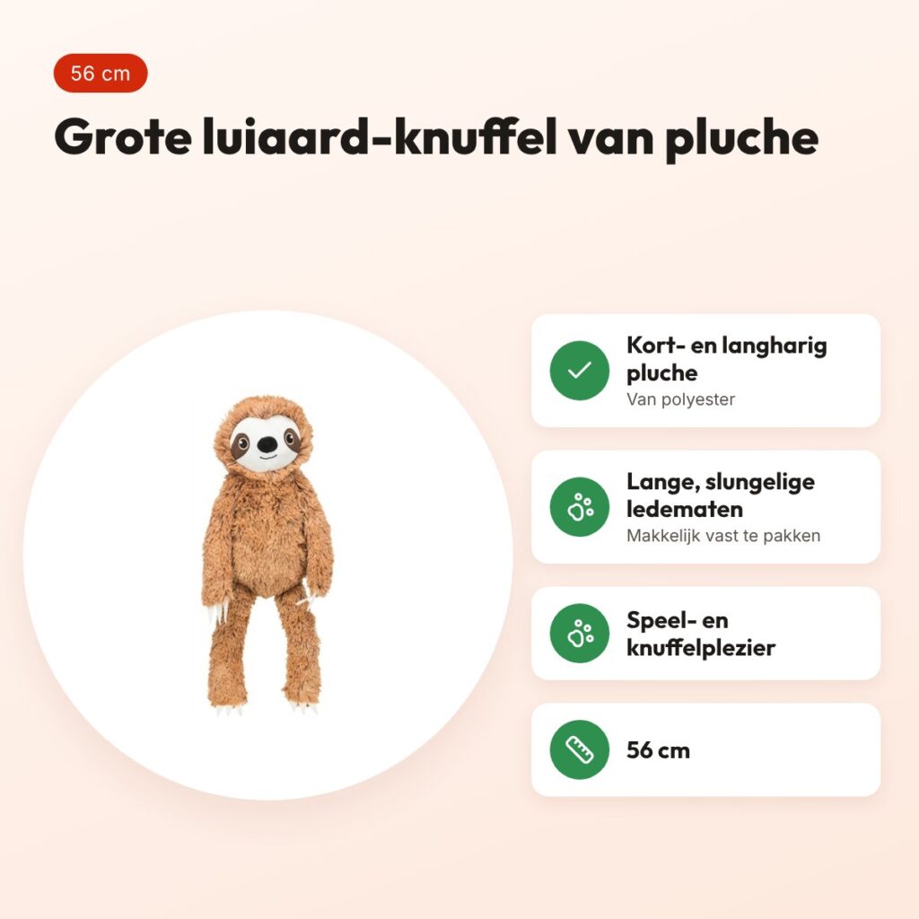 Trixie pluche luiaard 56 cm – zachte hondenknuffel – voordelen
