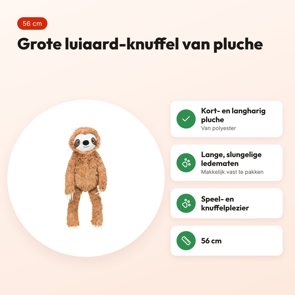 Trixie pluche luiaard 56 cm – zachte hondenknuffel – voordelen