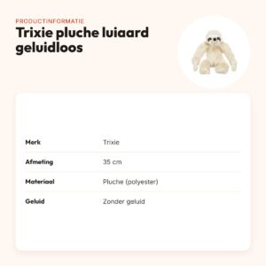 Trixie pluche luiaard zonder geluid 35 cm – hondenknuffel – productinformatie