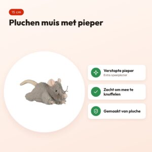 Trixie pluche muis met geluid 15 cm – met pieper – voordelen