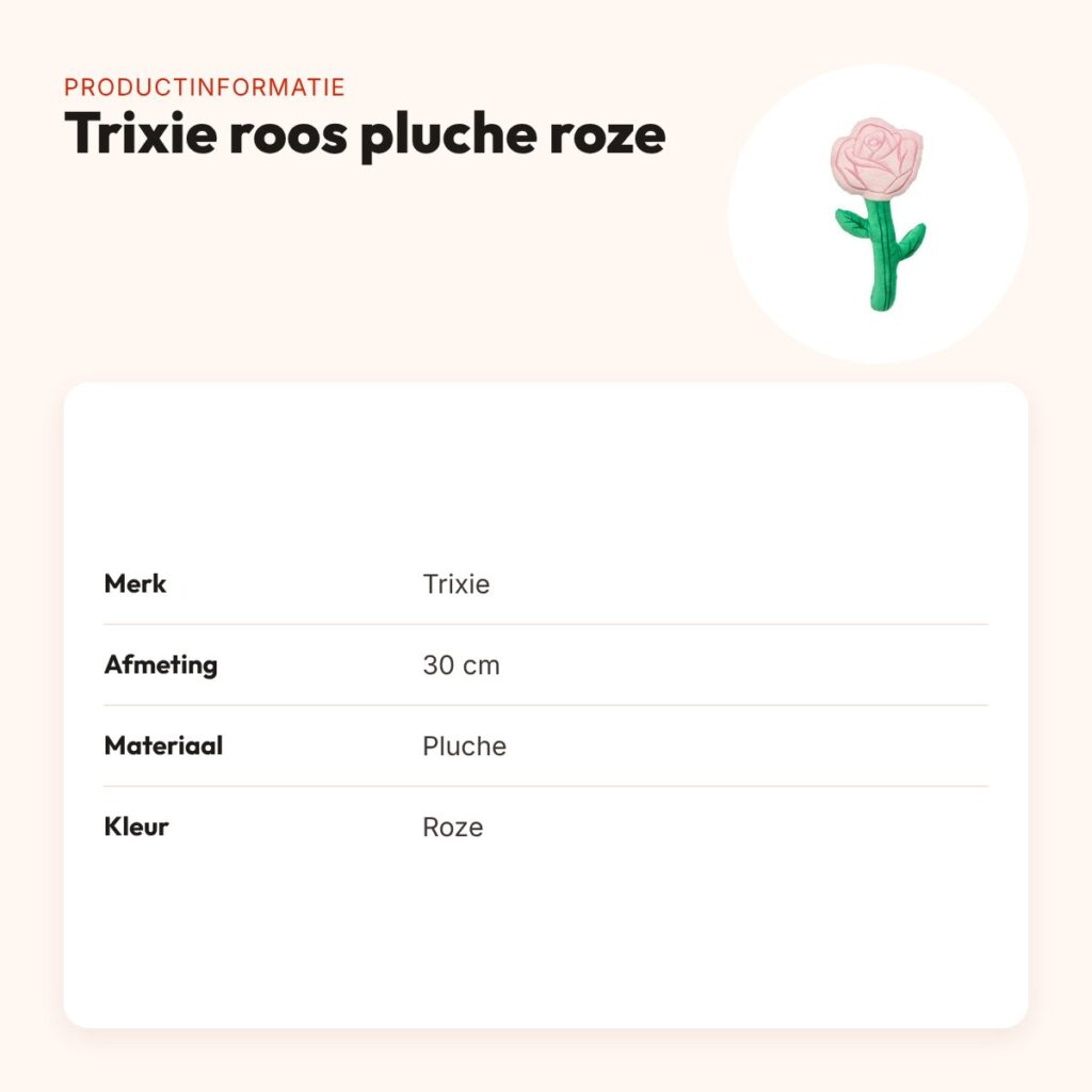 Trixie pluche roos roze 30 cm – hondenspeeltje – productinformatie
