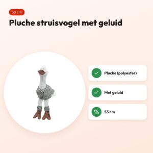 Trixie pluche struisvogel 53 cm – hondenspeeltje met geluid – voordelen