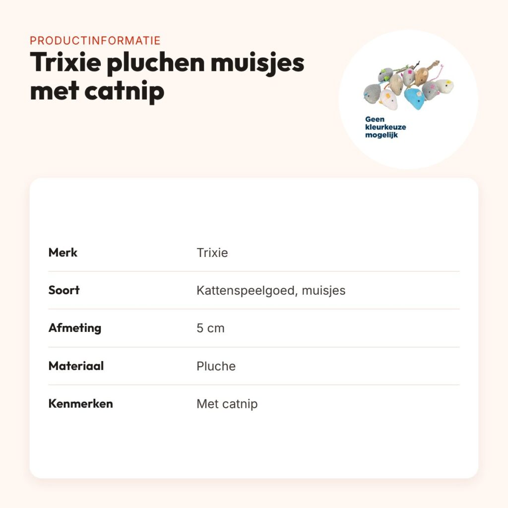 Trixie pluchen muisjes met catnip 5 cm – kattenspeelgoed – productinformatie