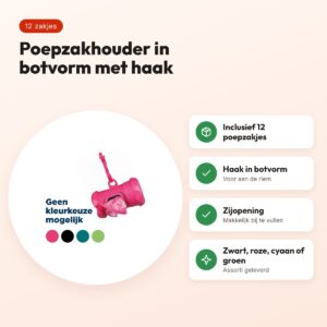 Trixie poepzakhouder botvorm met 12 poepzakjes – assorti – voordelen