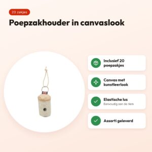 Trixie poepzakhouder canvaslook met kunstleer – inclusief 20 poepzakjes – voordelen