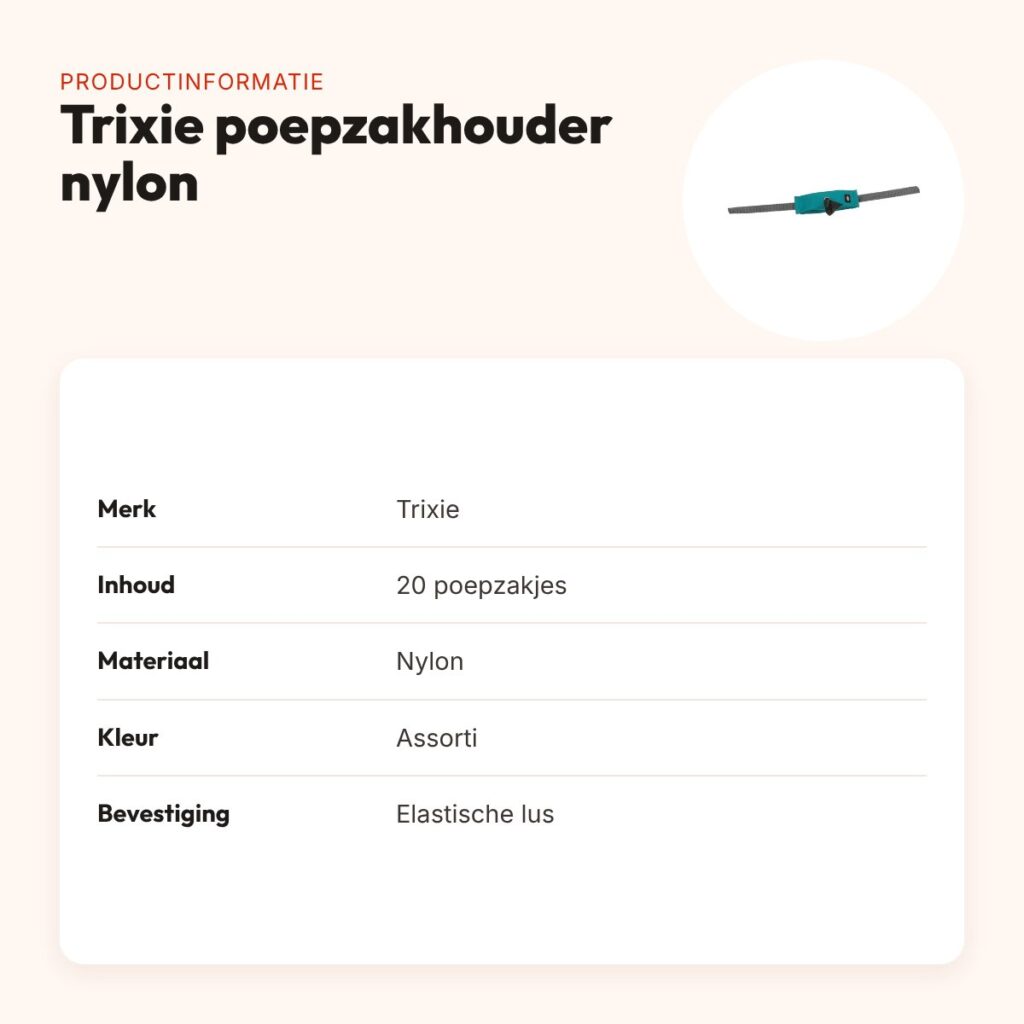 Trixie poepzakhouder nylon met lus – assorti, inclusief 20 zakjes – productinformatie