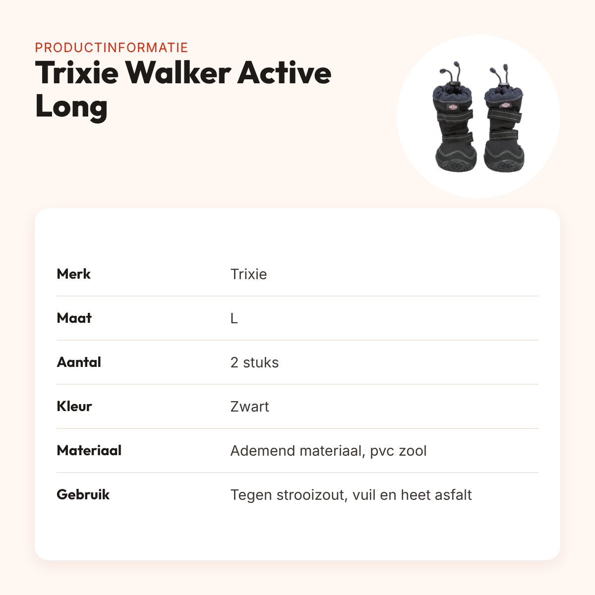 Trixie pootbescherming Walker Active Long zwart L – hondenschoenen, 2 stuks – productinformatie