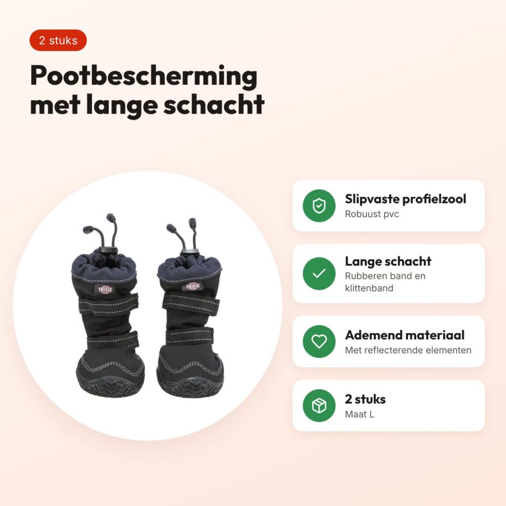 Trixie pootbescherming Walker Active Long zwart L – hondenschoenen, 2 stuks – voordelen