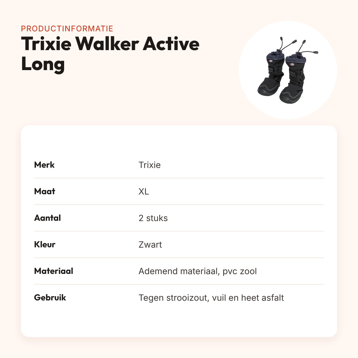 Trixie pootbescherming Walker Active Long zwart XL – 2 stuks – productinformatie