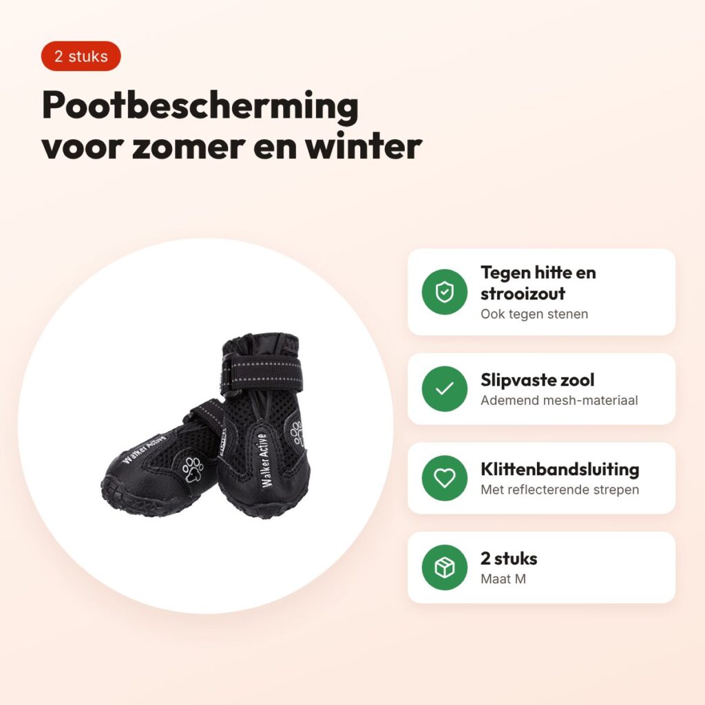 Trixie pootbescherming Walker Active zwart M – hondenschoenen, 2 stuks – voordelen