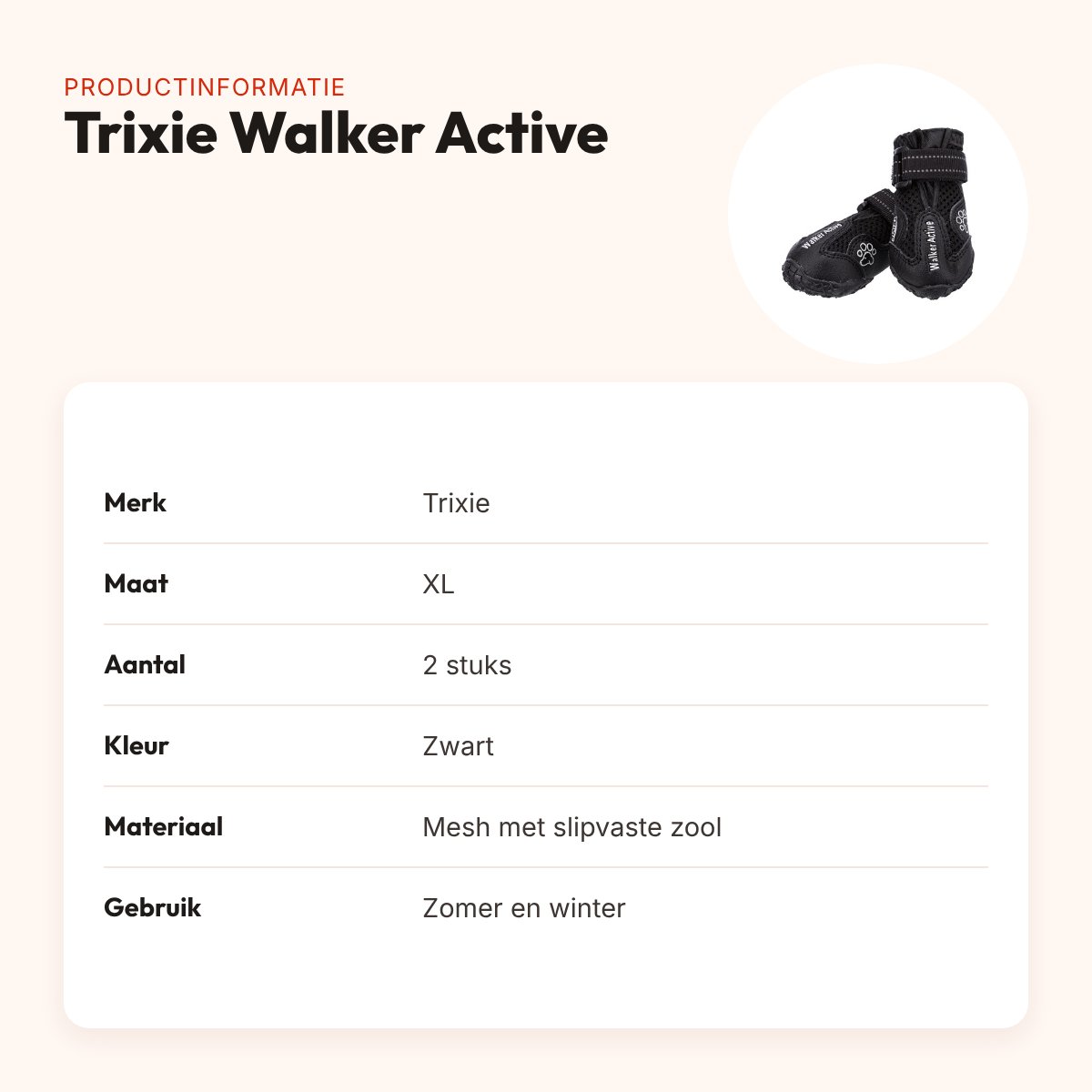 Trixie pootbescherming Walker Active zwart XL – hondenschoenen, 2 stuks – productinformatie